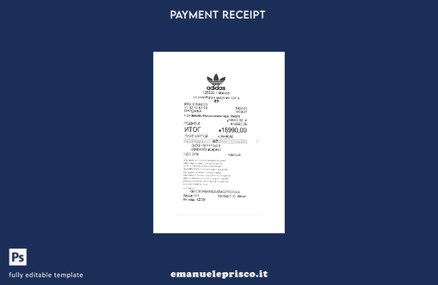 modello di controllo di pagamento Adidas stile verificato